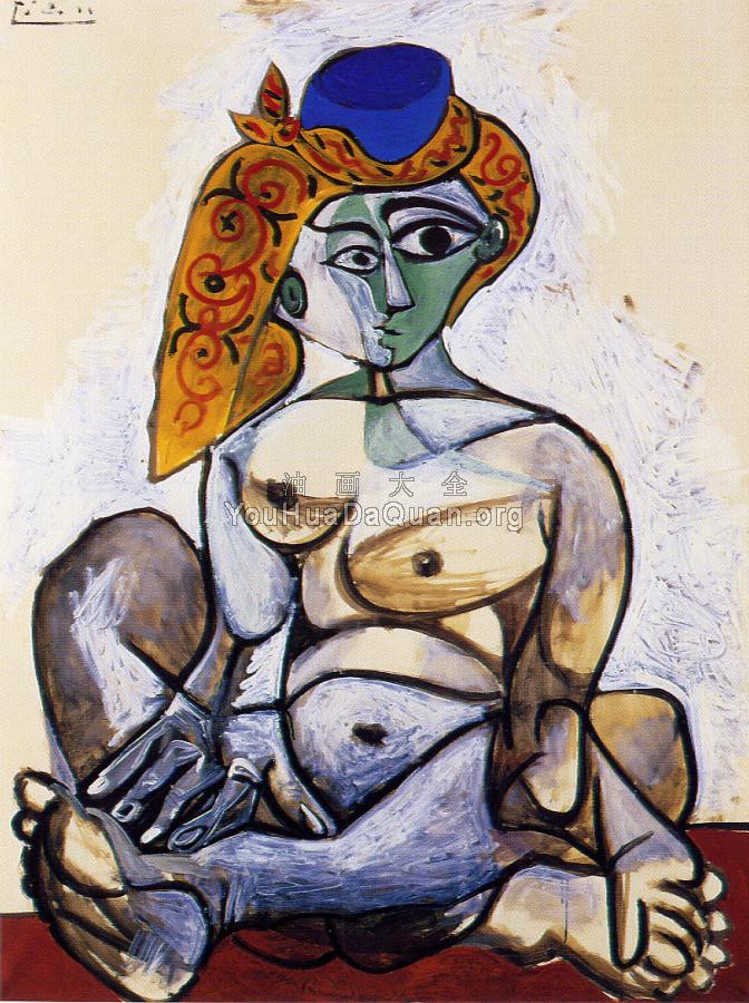 戴土耳其帽子的裸女 - 巴勃罗·毕加索